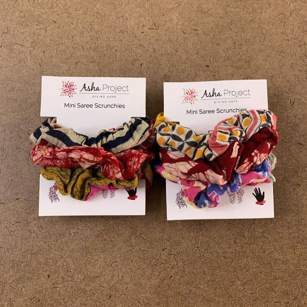 Women's Colorful Printed Mini Saree Scrunchies 6 Pieces NWT